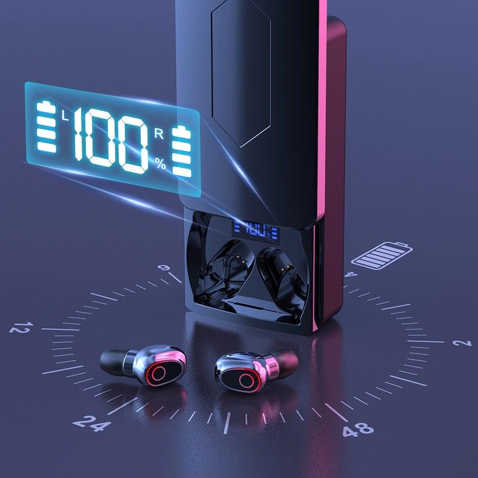 Wireless Earbuds With Microphone Bluetooth 5.1 Headphones in-Ear Touch Control Hi-Fi Stereo Sound Earphones Excellent Playing Time Deep Earphones Bluetooth Wireless Charging Box Headphones LED Display Sport Waterproof Earbuds Headsets 10000 mAh Stevvex