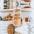 Witch Please 17oz Glass Tumbler With Bamboo Lid Stainless Straws And Cleaner BandsCo Straps