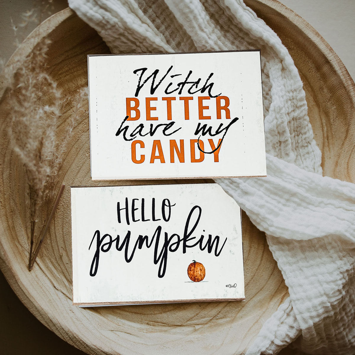 Witch Better Have My Candy Wooden Halloween Sign 6 X 4 X 1 Inch Rustic Orange Black Decor BandsCo Straps