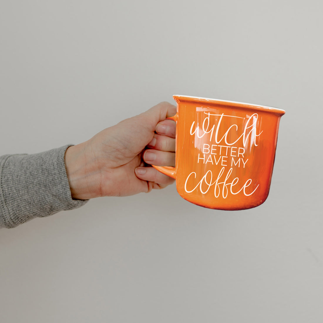 Witch Better Have Coffee Mug 14.5oz Orange Ceramic With White Lettering Halloween Coffee Gift BandsCo Straps