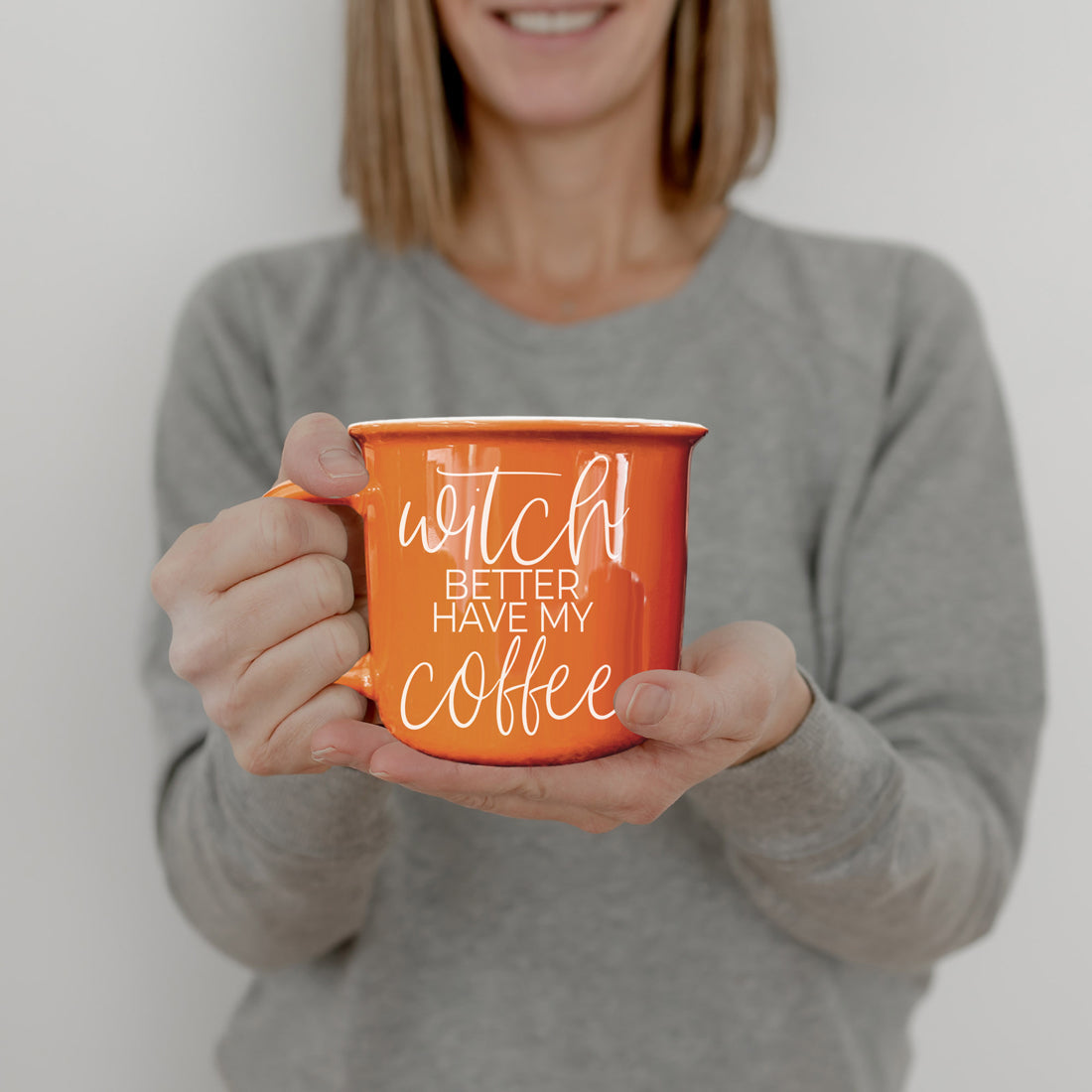 Witch Better Have Coffee Mug 14.5oz Orange Ceramic With White Lettering Halloween Coffee Gift BandsCo Straps