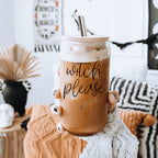 Witch Please 17oz Glass Tumbler With Bamboo Lid Stainless Straws And Cleaner BandsCo Straps
