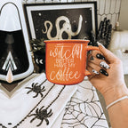 Witch Better Have Coffee Mug 14.5oz Orange Ceramic With White Lettering Halloween Coffee Gift BandsCo Straps
