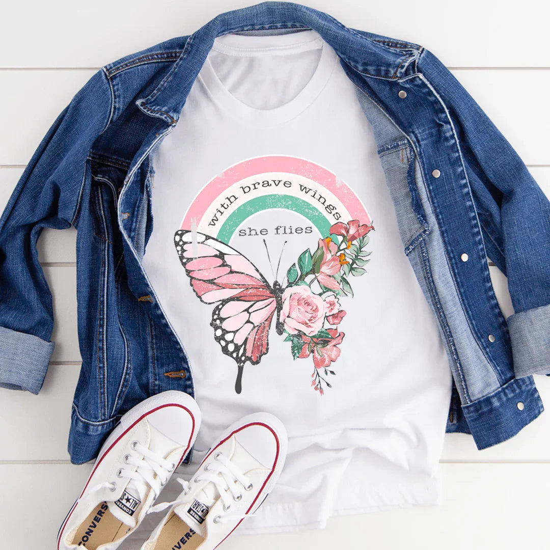 With Brave Wings She Flies Tee - SJB-DIAMOND ELITES