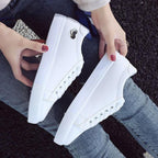 Woman Fashion New PU Leather Shoes Breathable Cute Heart Flats Casual White Sneakers Platform Tenis Comfortable Shoes Leather Womens Sneakers Stevvex