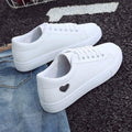 Woman Fashion New PU Leather Shoes Breathable Cute Heart Flats Casual White Sneakers Platform Tenis Comfortable Shoes Leather Womens Sneakers Stevvex