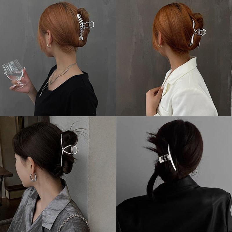 Woman Novelty Minimalist Dainty Design Irregular Hairpins Punk Style Metal Silver Hair Claws Barrettes Women Hair Accessories Hair Clips Hairgrip Stevvex
