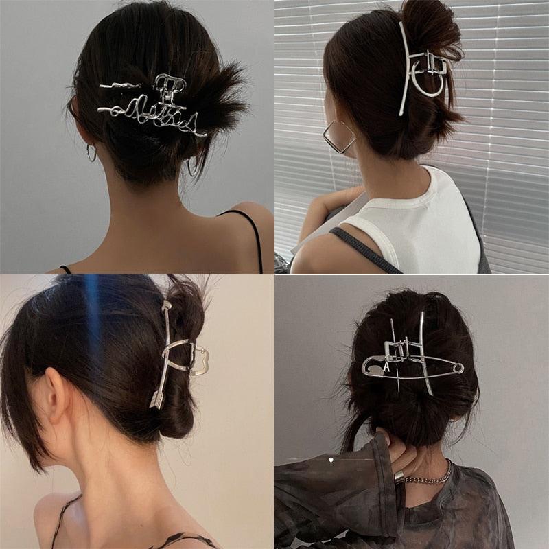 Woman Novelty Minimalist Dainty Design Irregular Hairpins Punk Style Metal Silver Hair Claws Barrettes Women Hair Accessories Hair Clips Hairgrip Stevvex