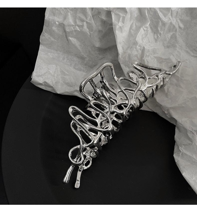 Woman Novelty Minimalist Dainty Design Irregular Hairpins Punk Style Metal Silver Hair Claws Barrettes Women Hair Accessories Hair Clips Hairgrip Stevvex