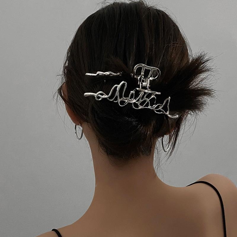 Woman Novelty Minimalist Dainty Design Irregular Hairpins Punk Style Metal Silver Hair Claws Barrettes Women Hair Accessories Hair Clips Hairgrip Stevvex