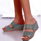Woman Sandals For Beach Slip On Fashion Sandals Women Thick Bottom Footwear Flat Sandals Soft Leather Vintage Summer Casual Non-Slip Beach Platform Shoes Sandals Stevvex