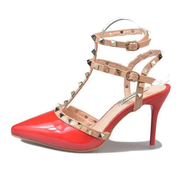Woman Summer High Heels Valentine Pointed Toe Shoes For Women Luxury Heels For Women Sandals Strappy Heels Closed Toe Pointy Heels With Adjustable Strap Stevvex