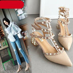 Woman Summer High Heels Valentine Pointed Toe Shoes For Women Luxury Heels For Women Sandals Strappy Heels Closed Toe Pointy Heels With Adjustable Strap Stevvex