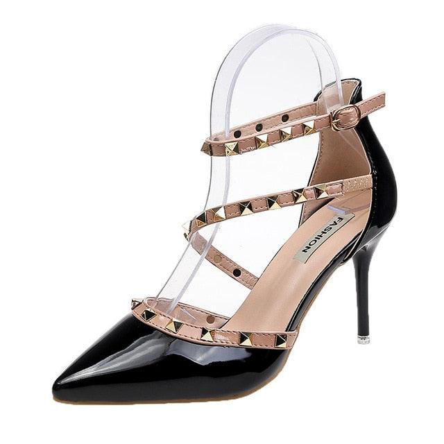 Woman Summer High Heels Valentine Pointed Toe Shoes For Women Luxury Heels For Women Sandals Strappy Heels Closed Toe Pointy Heels With Adjustable Strap Stevvex