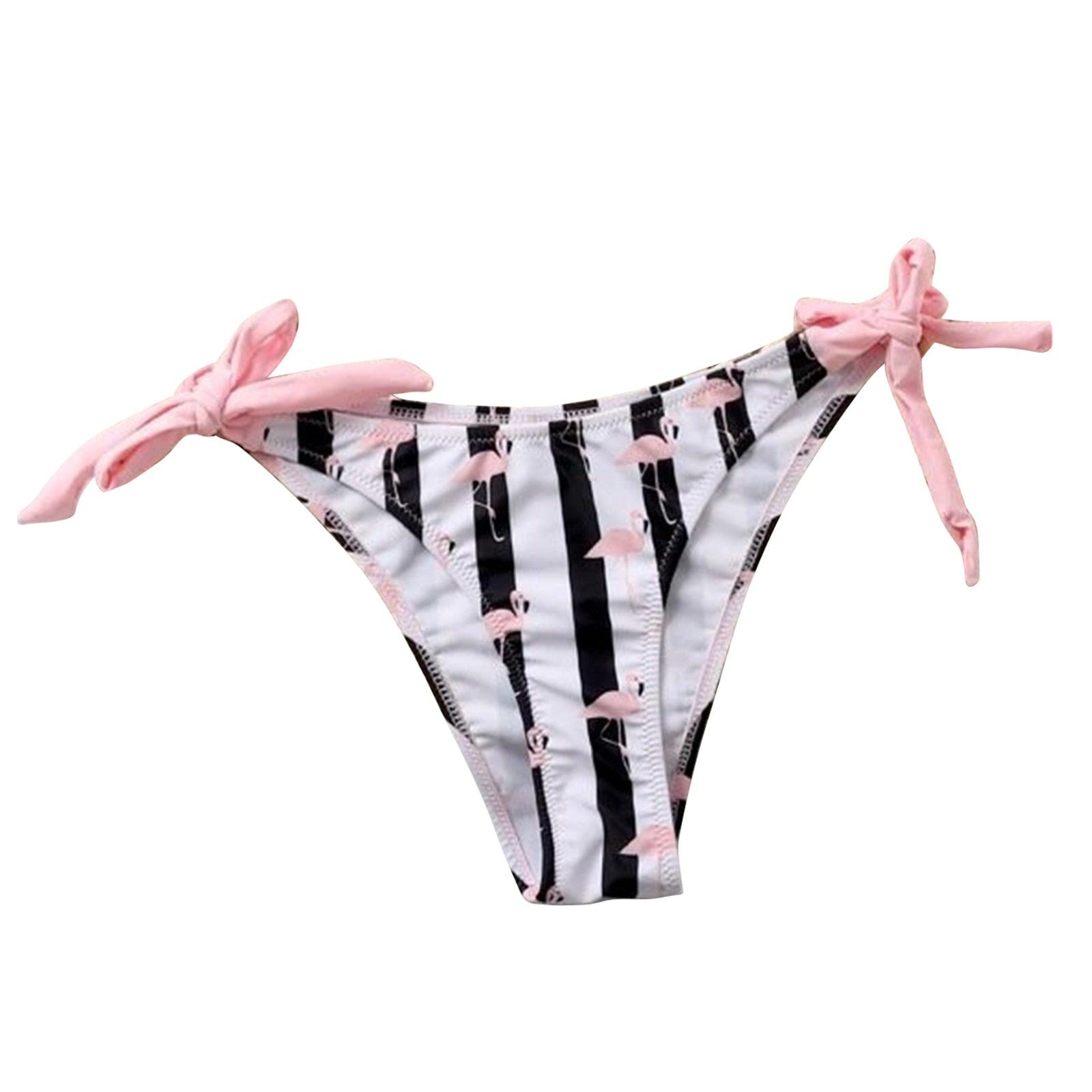 Women 2Pcs Summer Beach Bathing Suit Bowknot Ruffle Sleeve Crop Tops  Striped Print Swimsuit  Bikini Sets 2 Piece Ruffled V Neck Bathing Suits Summer Swimwear Stevvex