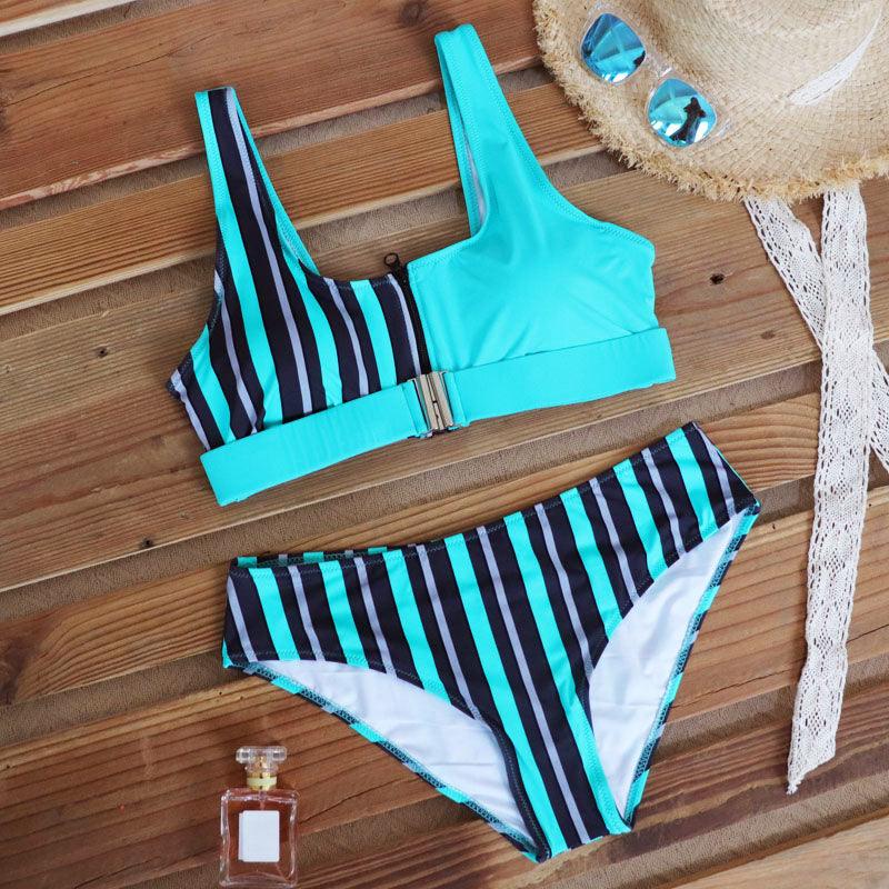 Women Bikini Set Leopard Swimwear Women High Waist String Floral Printed 2 Piece Bathing Suits Women Patchwork Swimsuits Push Up Printed Bikinis Buckle Front Beach Wear Stevvex