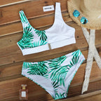 Women Bikini Set Leopard Swimwear Women High Waist String Floral Printed 2 Piece Bathing Suits Women Patchwork Swimsuits Push Up Printed Bikinis Buckle Front Beach Wear Stevvex