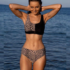 Women Bikini Set Leopard Swimwear Women High Waist String Floral Printed 2 Piece Bathing Suits Women Patchwork Swimsuits Push Up Printed Bikinis Buckle Front Beach Wear Stevvex