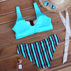 Women Bikini Set Leopard Swimwear Women High Waist String Floral Printed 2 Piece Bathing Suits Women Patchwork Swimsuits Push Up Printed Bikinis Buckle Front Beach Wear Stevvex