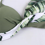 Women Bikini Set Push Up Female Swimsuit Swimwear Swim Two Piece Brazilian Bathing Suit Large Plus Size Women's Twist Front High Waist Bikini Swimsuit Drawstring Tie Side Bottom Two Piece Bathing Suit Stevvex