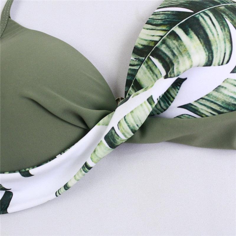 Women Bikini Set Push Up Female Swimsuit Swimwear Swim Two Piece Brazilian Bathing Suit Large Plus Size Women's Twist Front High Waist Bikini Swimsuit Drawstring Tie Side Bottom Two Piece Bathing Suit Stevvex