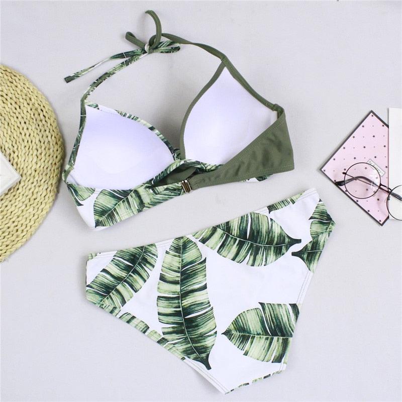 Women Bikini Set Push Up Female Swimsuit Swimwear Swim Two Piece Brazilian Bathing Suit Large Plus Size Women's Twist Front High Waist Bikini Swimsuit Drawstring Tie Side Bottom Two Piece Bathing Suit Stevvex