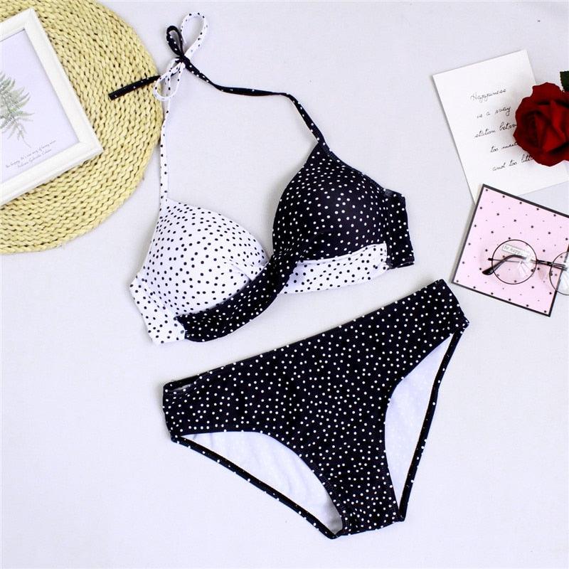 Women Bikini Set Push Up Female Swimsuit Swimwear Swim Two Piece Brazilian Bathing Suit Large Plus Size Women's Twist Front High Waist Bikini Swimsuit Drawstring Tie Side Bottom Two Piece Bathing Suit Stevvex
