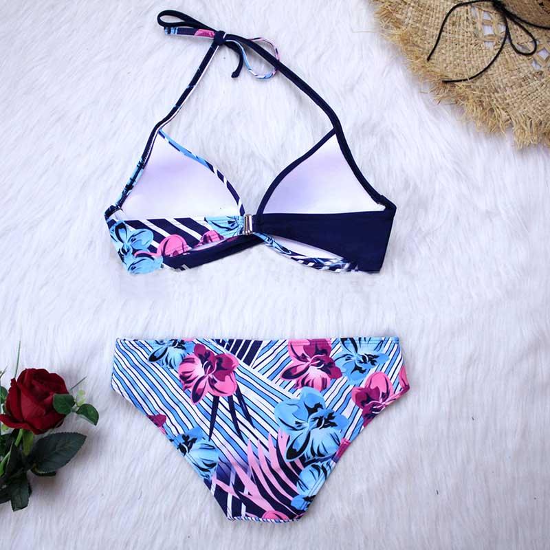 Women Bikini Set Push Up Female Swimsuit Swimwear Swim Two Piece Brazilian Bathing Suit Large Plus Size Women's Twist Front High Waist Bikini Swimsuit Drawstring Tie Side Bottom Two Piece Bathing Suit Stevvex