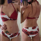 Women Bikini Set Push Up Female Swimsuit Swimwear Swim Two Piece Brazilian Bathing Suit Large Plus Size Women's Twist Front High Waist Bikini Swimsuit Drawstring Tie Side Bottom Two Piece Bathing Suit Stevvex