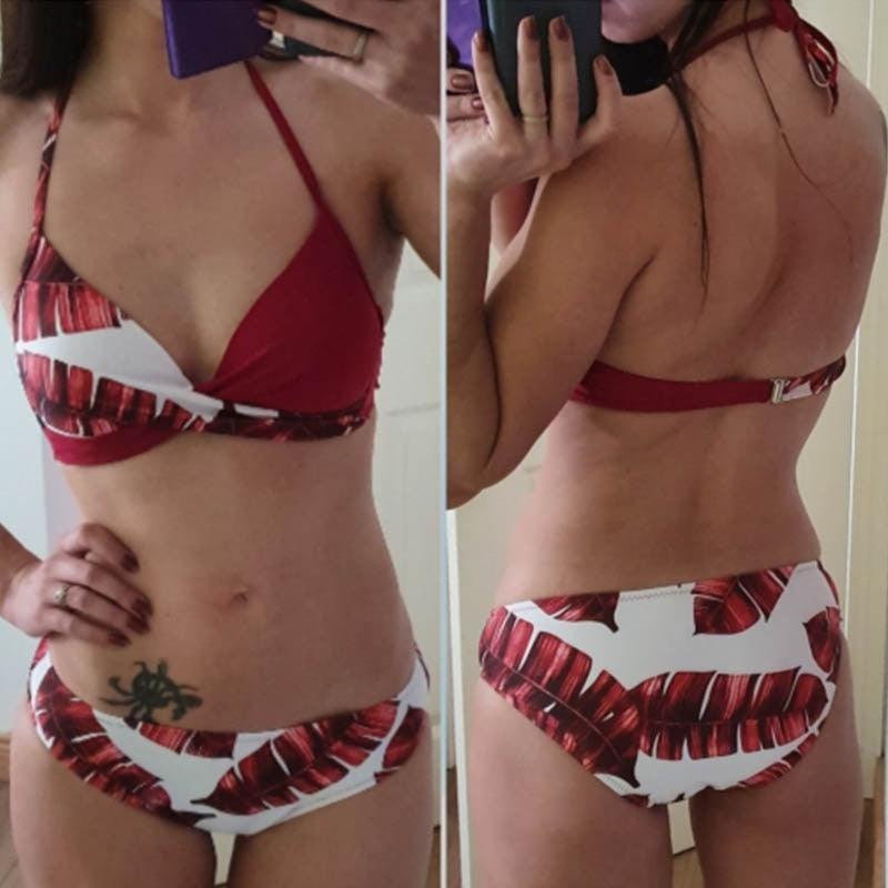 Women Bikini Set Push Up Female Swimsuit Swimwear Swim Two Piece Brazilian Bathing Suit Large Plus Size Women's Twist Front High Waist Bikini Swimsuit Drawstring Tie Side Bottom Two Piece Bathing Suit Stevvex