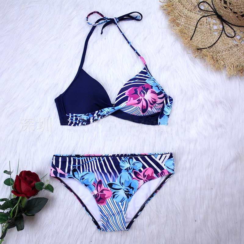 Women Bikini Set Push Up Female Swimsuit Swimwear Swim Two Piece Brazilian Bathing Suit Large Plus Size Women's Twist Front High Waist Bikini Swimsuit Drawstring Tie Side Bottom Two Piece Bathing Suit Stevvex
