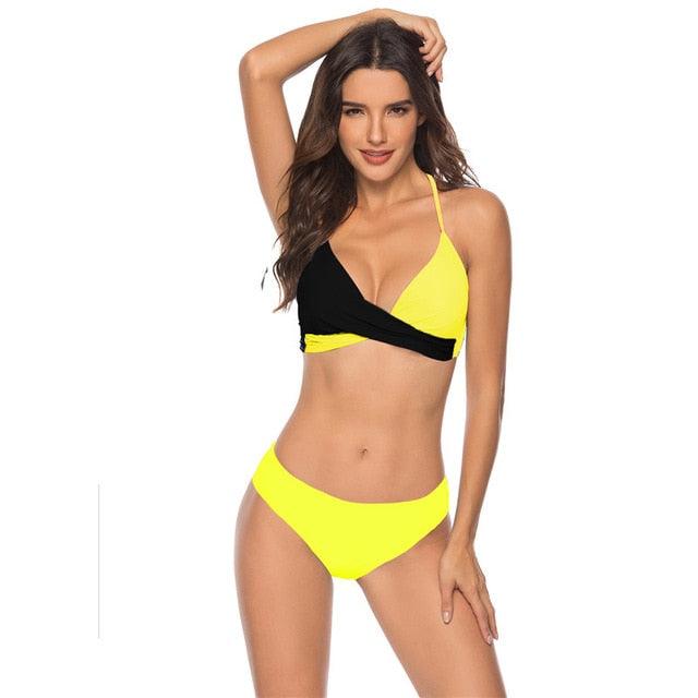 Women Bikini Set Push Up Female Swimsuit Swimwear Swim Two Piece Brazilian Bathing Suit Large Plus Size Women's Twist Front High Waist Bikini Swimsuit Drawstring Tie Side Bottom Two Piece Bathing Suit Stevvex