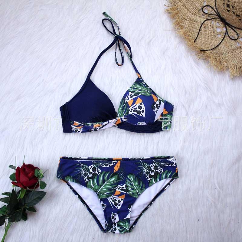 Women Bikini Set Push Up Female Swimsuit Swimwear Swim Two Piece Brazilian Bathing Suit Large Plus Size Women's Twist Front High Waist Bikini Swimsuit Drawstring Tie Side Bottom Two Piece Bathing Suit Stevvex