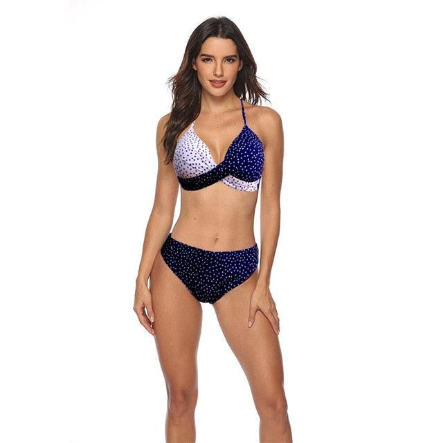 Women Bikini Set Push Up Female Swimsuit Swimwear Swim Two Piece Brazilian Bathing Suit Large Plus Size Women's Twist Front High Waist Bikini Swimsuit Drawstring Tie Side Bottom Two Piece Bathing Suit Stevvex