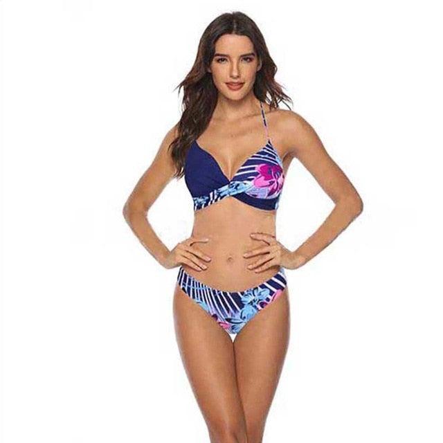 Women Bikini Set Push Up Female Swimsuit Swimwear Swim Two Piece Brazilian Bathing Suit Large Plus Size Women's Twist Front High Waist Bikini Swimsuit Drawstring Tie Side Bottom Two Piece Bathing Suit Stevvex