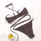 Women Bikini Set Solid Color Swimsuit Women Two Piece Swimsuit Swimwear Halter String Triangle Bikini Sets Women Hollow Out Bikinis String Swimwear Women Adjustable Bathing Suit Stevvex