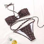 Women Bikini Set Solid Color Swimsuit Women Two Piece Swimsuit Swimwear Halter String Triangle Bikini Sets Women Hollow Out Bikinis String Swimwear Women Adjustable Bathing Suit Stevvex