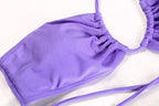 Women Bikini Set Solid Color Swimsuit Women Two Piece Swimsuit Swimwear Halter String Triangle Bikini Sets Women Hollow Out Bikinis String Swimwear Women Adjustable Bathing Suit Stevvex