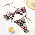 Women Bikini Set Solid Color Swimsuit Women Two Piece Swimsuit Swimwear Halter String Triangle Bikini Sets Women Hollow Out Bikinis String Swimwear Women Adjustable Bathing Suit Stevvex