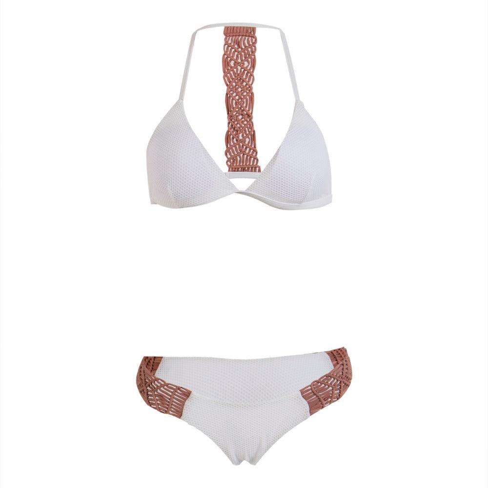 Women Bikini Set Summer Khaki Halter Swimwear Women's Bikini Swimsuit Two Piece Strappy Cross Push Up Bikini Swimwear Bathing Suit Bikini Set Push-up Low Waist Bra Bikini Set Bathing Suit Swimsuit Hollow Out Stevvex