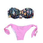 Women Bikini Swimsuit Bandage Floral Print Swimwear Split Bathing Suit Swimsuit Women Two 2 Piece Split Swimsuit  Bandage  Bikini Sets Halter Tops Bottoms Strapless Swimwear Stevvex