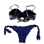 Women Bikini Swimsuit Bandage Floral Print Swimwear Split Bathing Suit Swimsuit Women Two 2 Piece Split Swimsuit  Bandage  Bikini Sets Halter Tops Bottoms Strapless Swimwear Stevvex