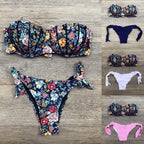 Women Bikini Swimsuit Bandage Floral Print Swimwear Split Bathing Suit Swimsuit Women Two 2 Piece Split Swimsuit  Bandage  Bikini Sets Halter Tops Bottoms Strapless Swimwear Stevvex