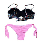 Women Bikini Swimsuit Bandage Floral Print Swimwear Split Bathing Suit Swimsuit Women Two 2 Piece Split Swimsuit  Bandage  Bikini Sets Halter Tops Bottoms Strapless Swimwear Stevvex