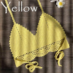 Women Bikinis Knitted Cotton Swimsuit Women Swimwear Women Bra And Bottom Black Knitted Bikini Top Summer Beach Breast Wrap Handmade Crop Top And Bottom Summer Bathing Suit Fashion Beachwear