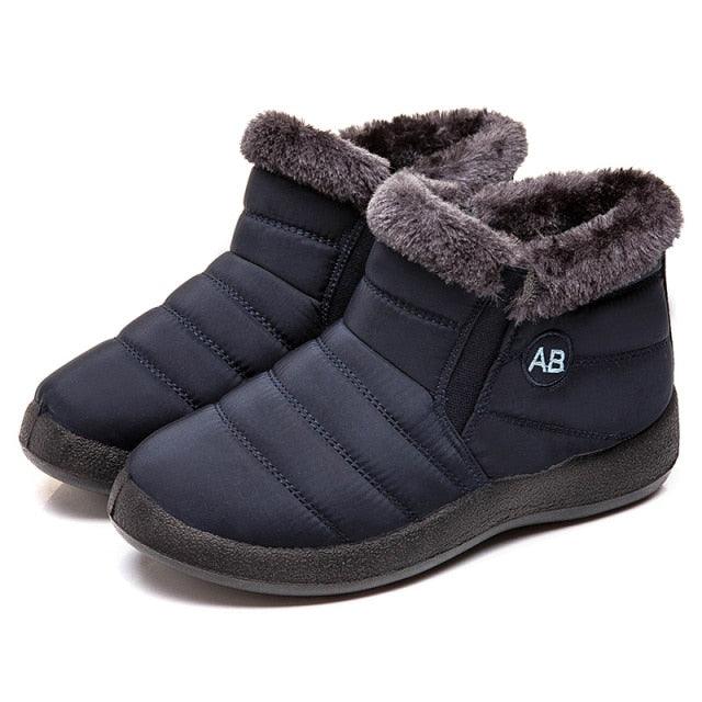 Women Boots Fashion Waterproof Snow Boots For Winter Casual Lightweight Ankle Warm Winter Boots Fur Lined Warm Ankle Boots Slip On Waterproof Shoes Comfortable Soft Design For Female Stevvex