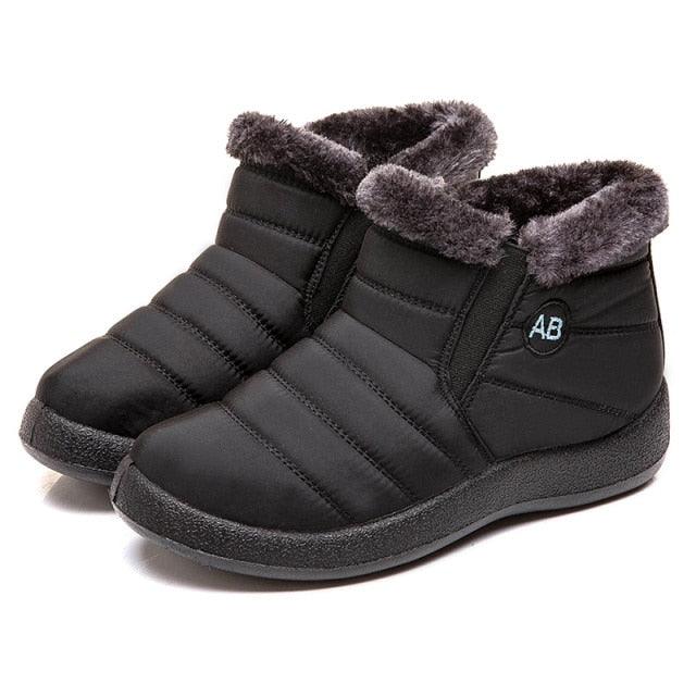 Women Boots Fashion Waterproof Snow Boots For Winter Casual Lightweight Ankle Warm Winter Boots Fur Lined Warm Ankle Boots Slip On Waterproof Shoes Comfortable Soft Design For Female Stevvex