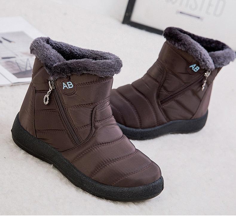 Women Boots Fashion Waterproof Snow Boots For Winter Casual Lightweight Ankle Warm Winter Boots Fur Lined Warm Ankle Boots Slip On Waterproof Shoes Comfortable Soft Design For Female Stevvex