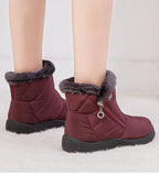 Women Boots Fashion Waterproof Snow Boots For Winter Casual Lightweight Ankle Warm Winter Boots Fur Lined Warm Ankle Boots Slip On Waterproof Shoes Comfortable Soft Design For Female Stevvex