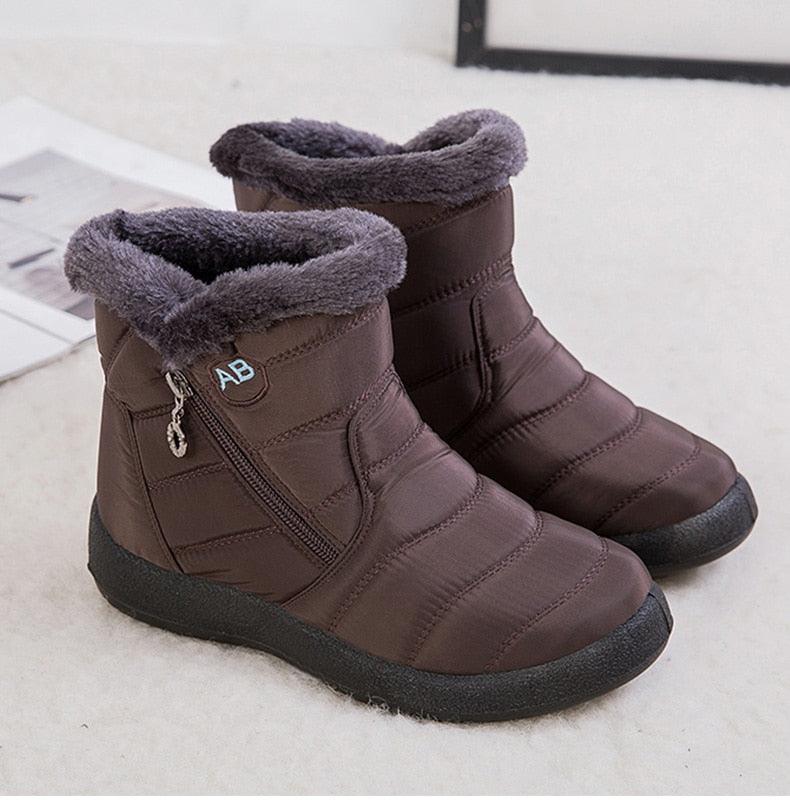 Women Boots Fashion Waterproof Snow Boots For Winter Casual Lightweight Ankle Warm Winter Boots Fur Lined Warm Ankle Boots Slip On Waterproof Shoes Comfortable Soft Design For Female Stevvex